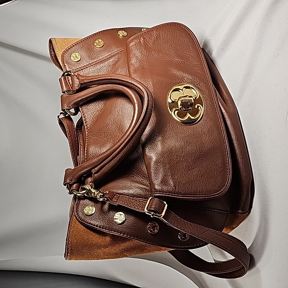 Emma Fox Brown and Tan Leather Satchel/Tote/Shoulder Bag